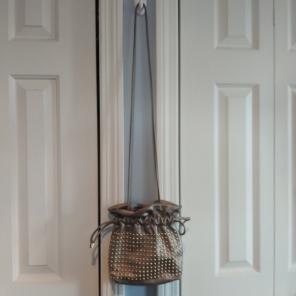 Gold Leather Studded Drawstring Bag - Picture 9 of 10